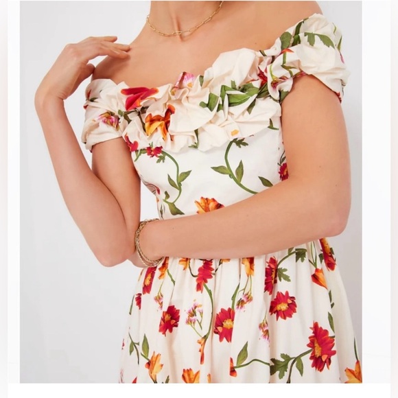 NWOT Agua By Agua Bendita Espliego Oasis Off the Shoulder Maxi Dress Size Medium - Picture 3 of 10